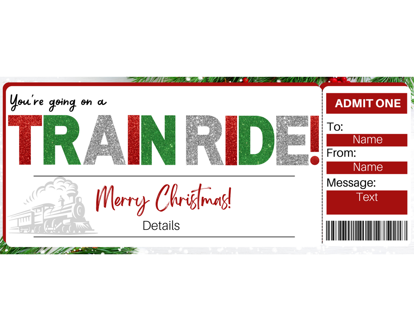Christmas Train Boarding Pass