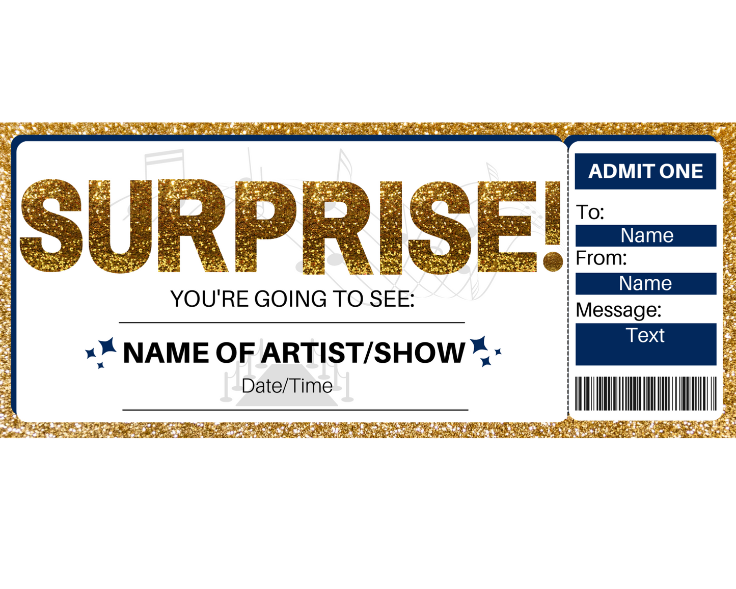 Surprise Concert Ticket Template