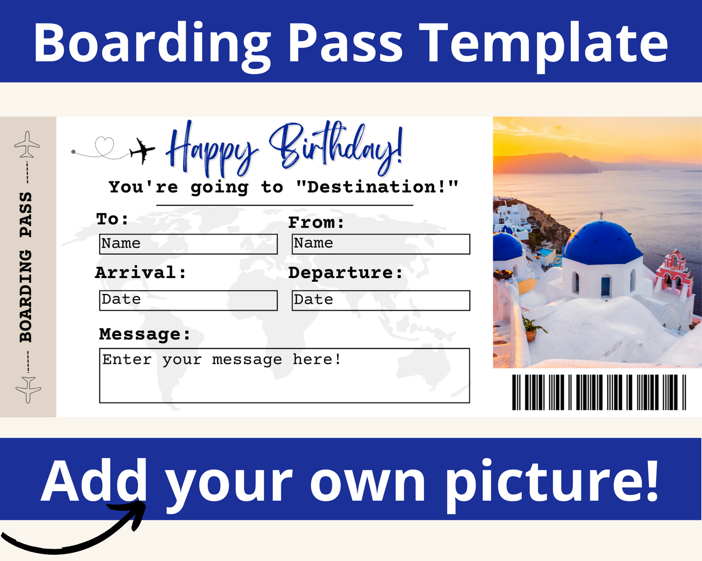 Birthday Boarding Pass: Add your own picture!