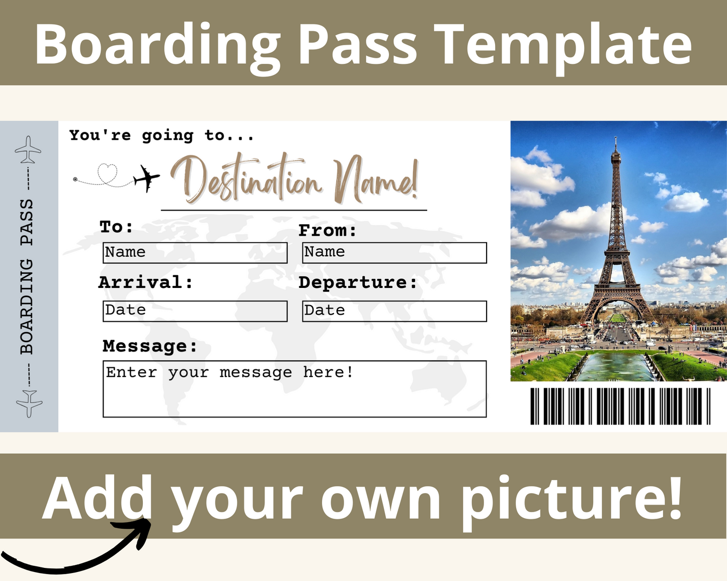 Printable Boarding Pass: Surprise Vacation Gift
