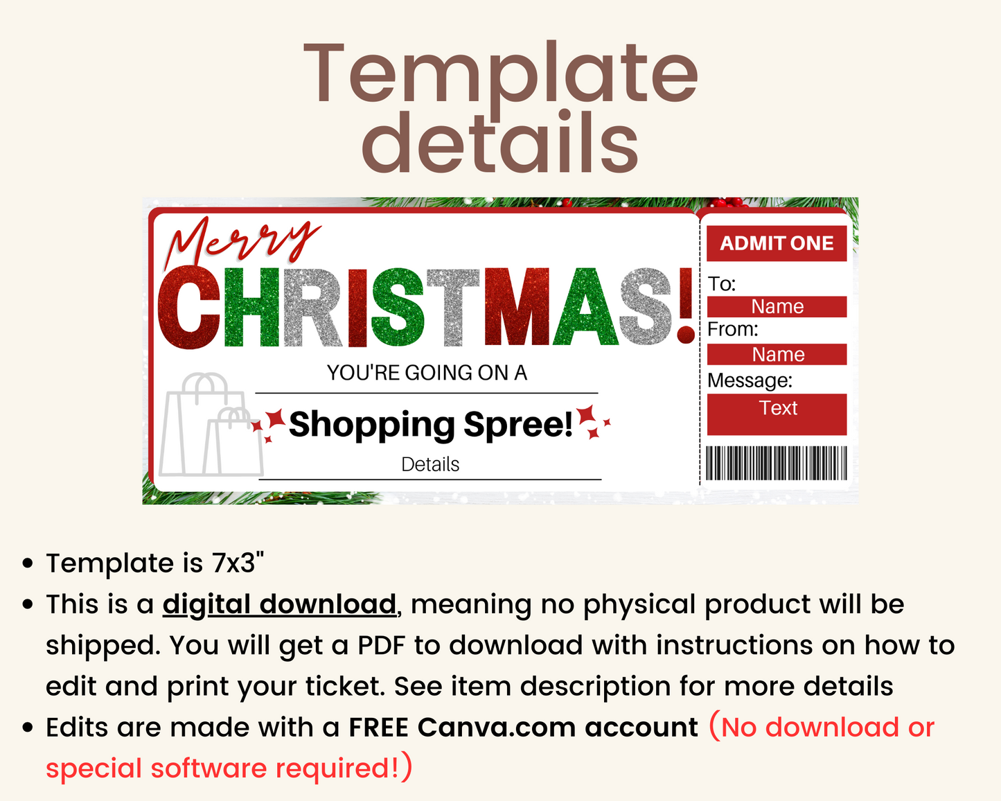 Christmas Shopping Spree Gift Certificate Template