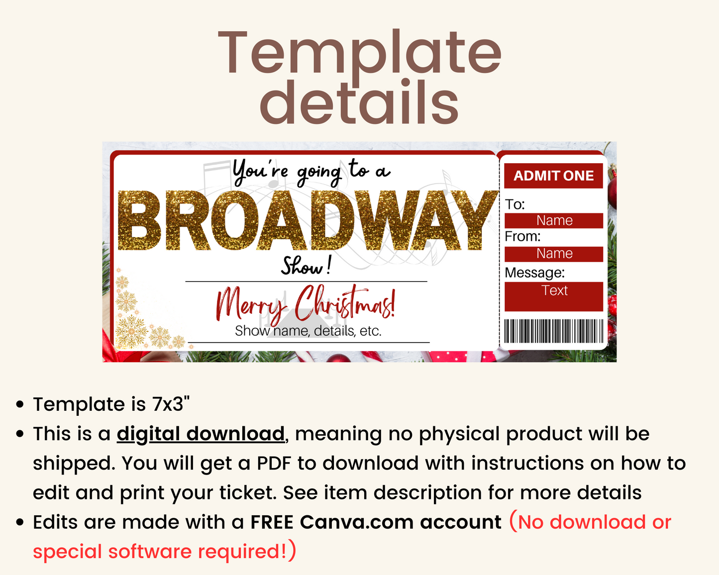 Christmas Broadway Show Certificate
