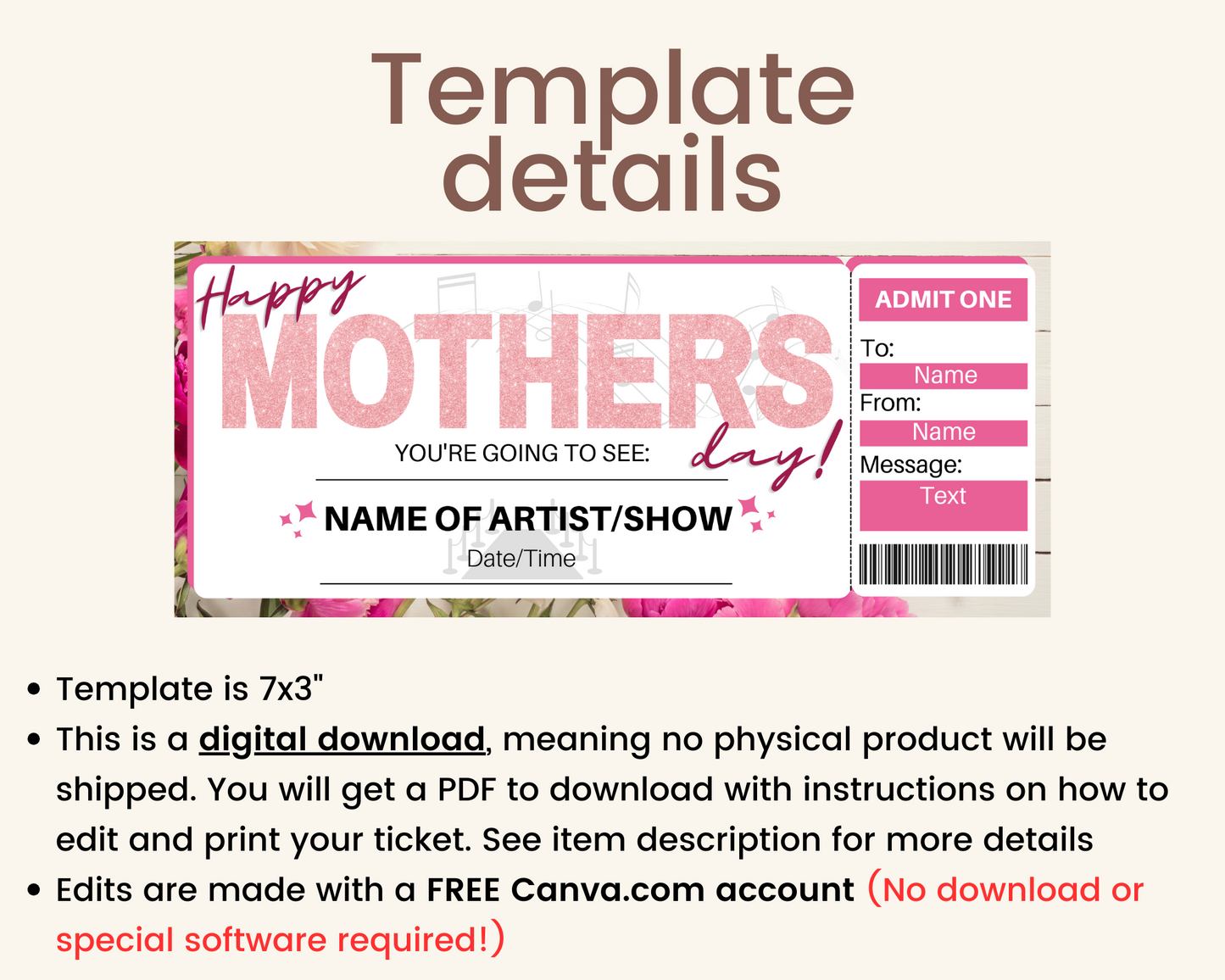 Mother's Day Concert Ticket Template