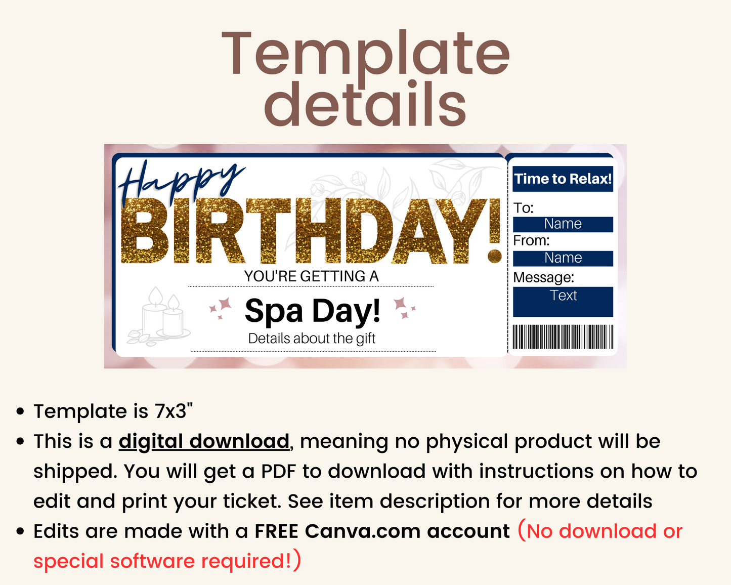 Birthday Spa Day Gift Certificate