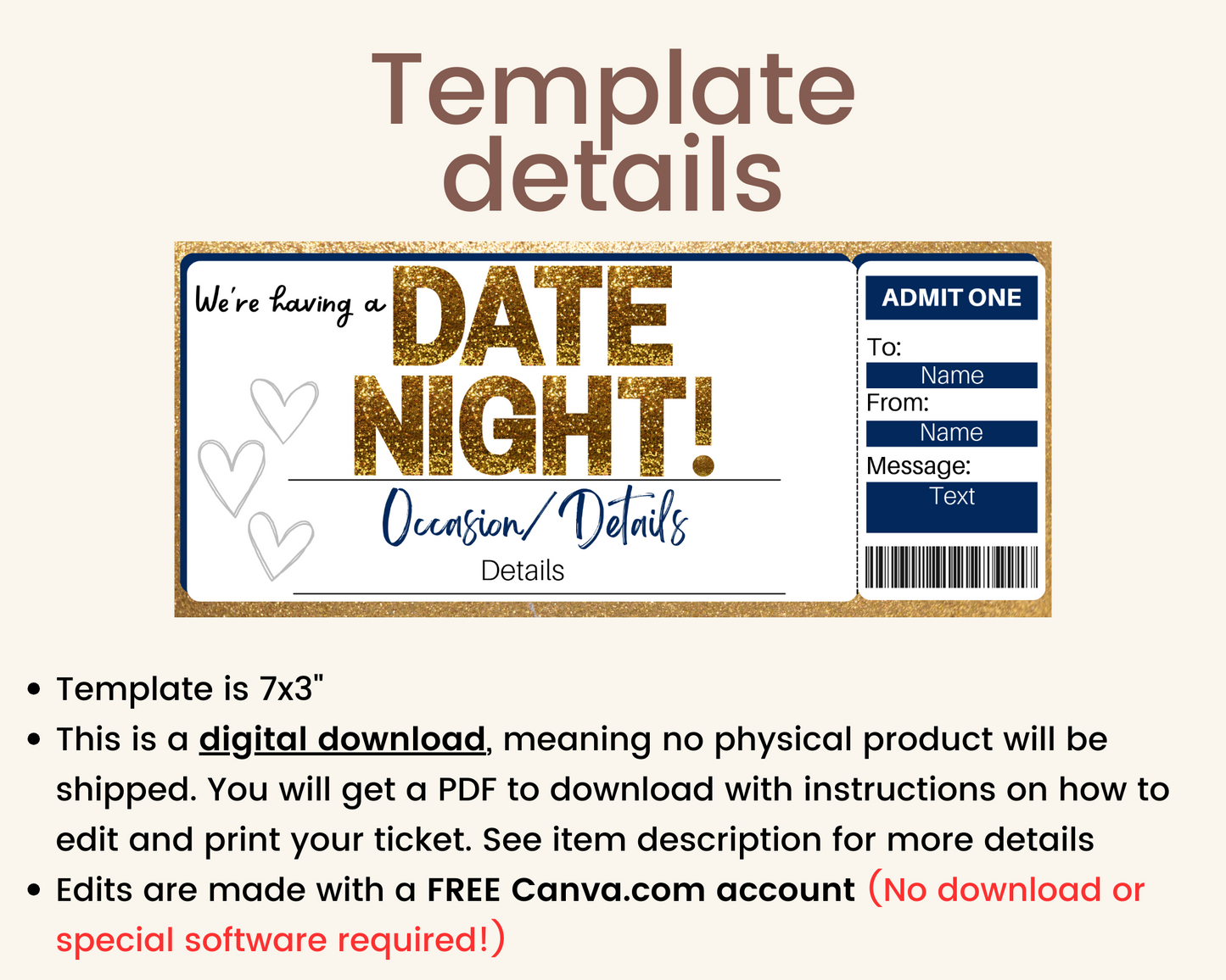 Date Night Gift Ticket Template