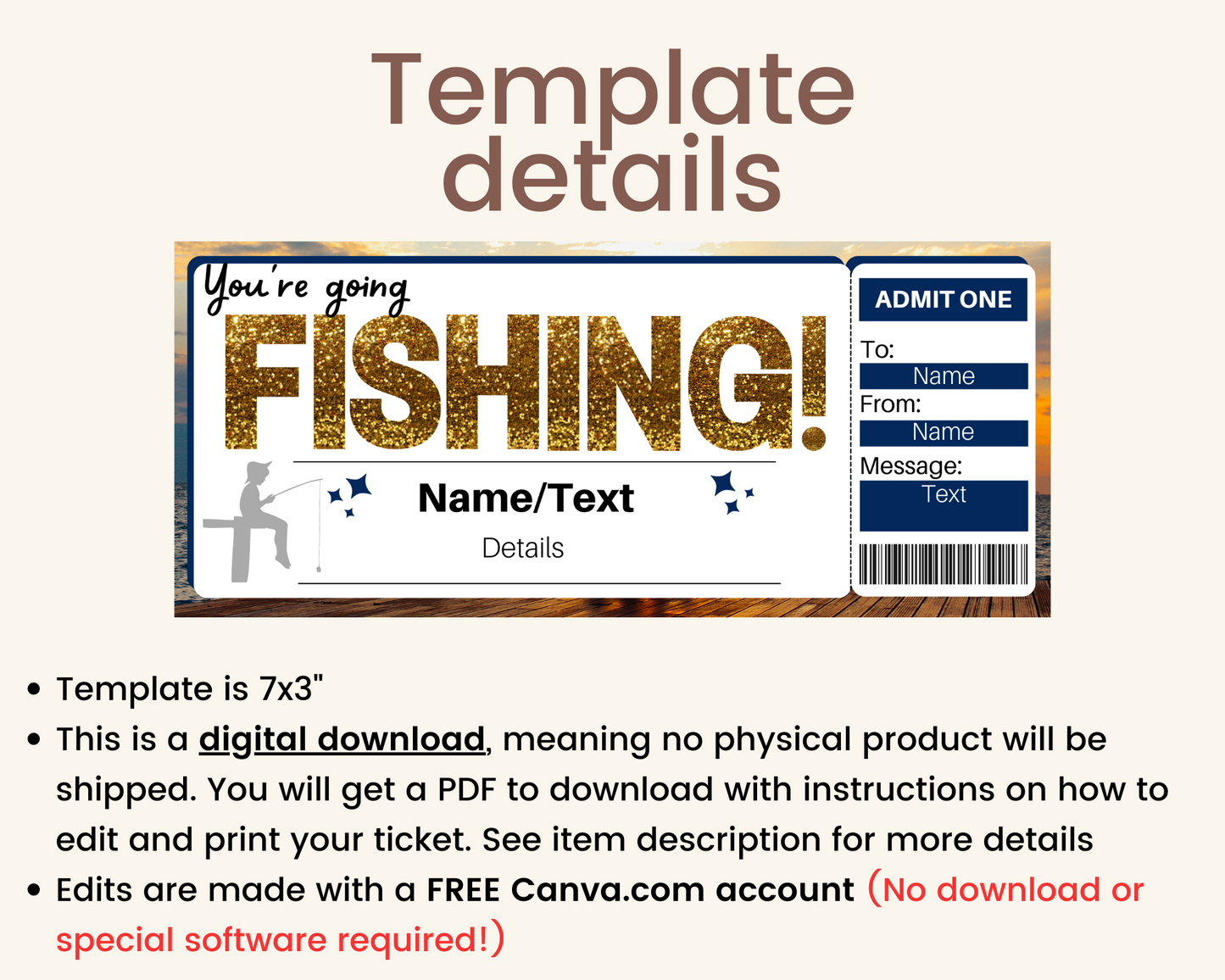Fishing Gift Ticket Template