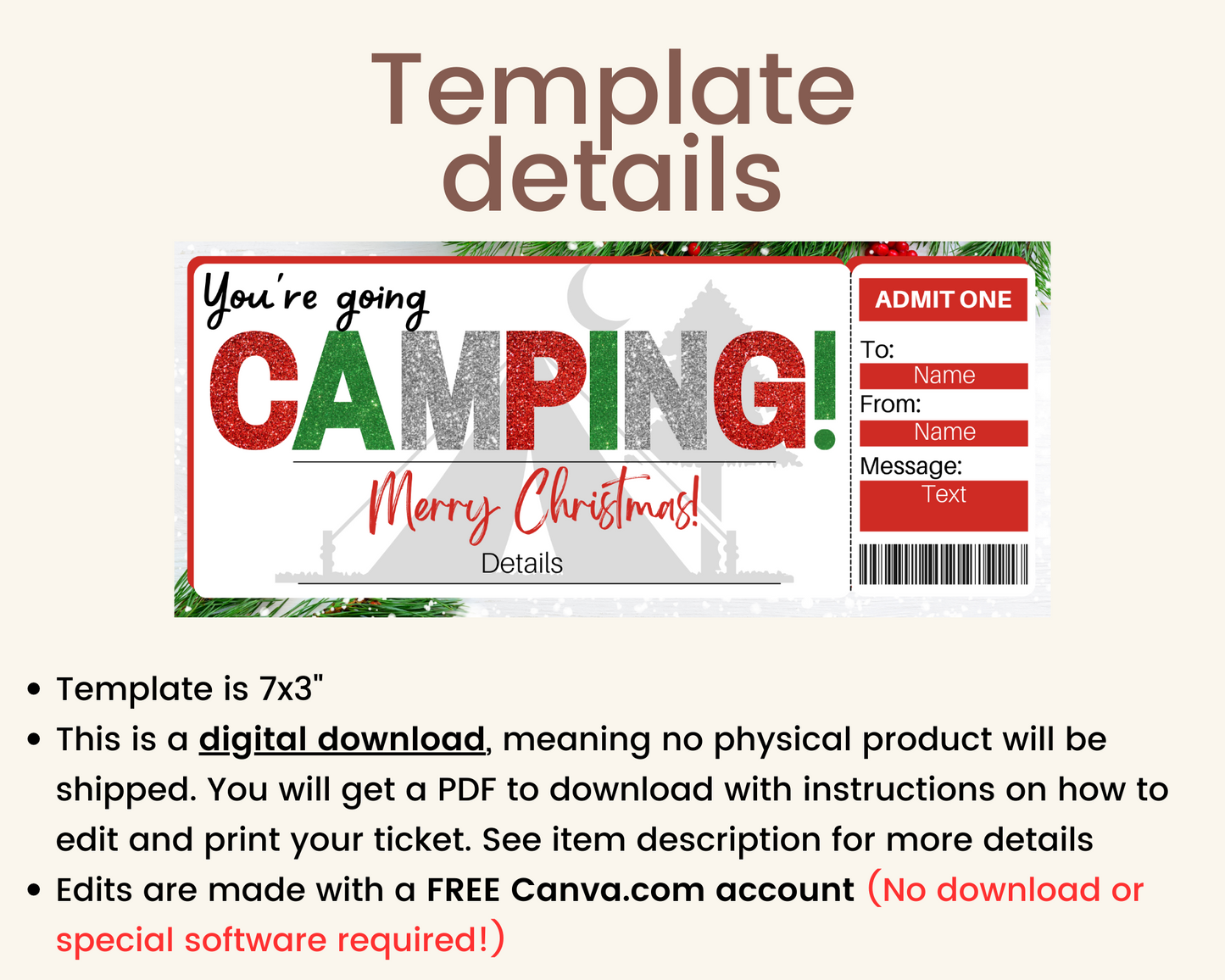 Christmas Camping Gift Certificate