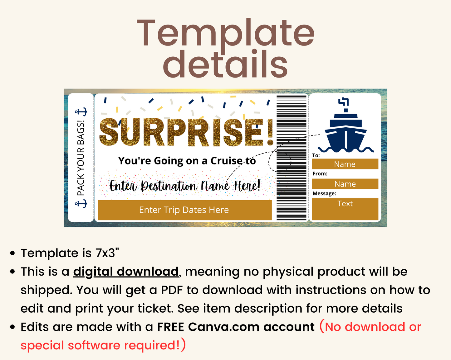 Surprise Cruise Boarding Pass