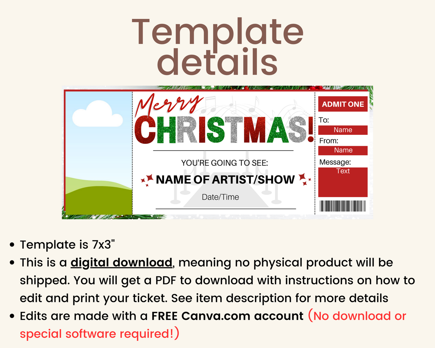 Christmas Concert Ticket: Add your own picture!