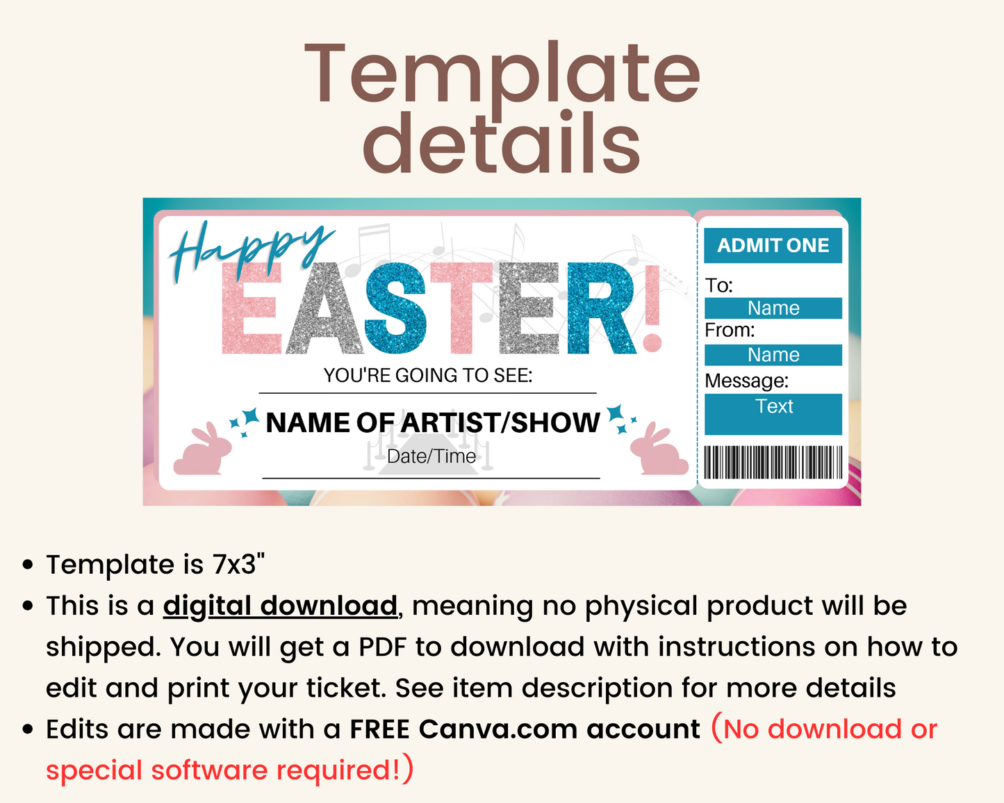 Easter Concert Ticket Template