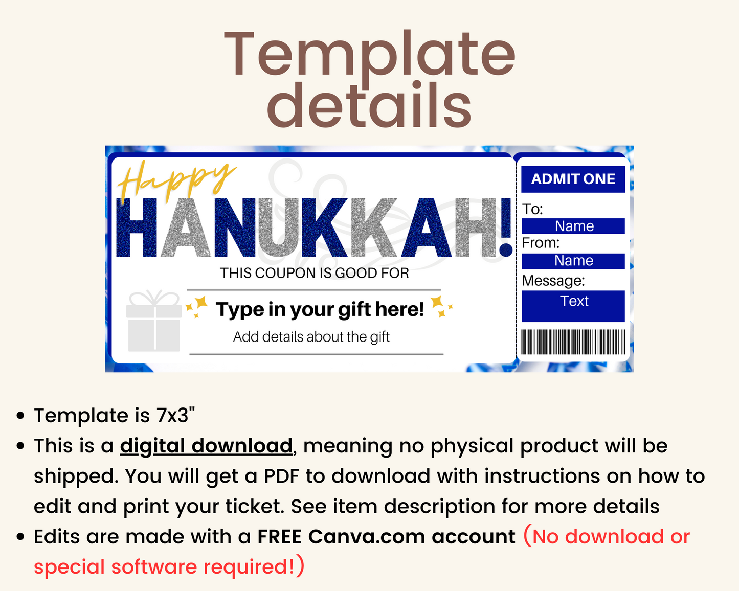Hanukkah Gift Coupon