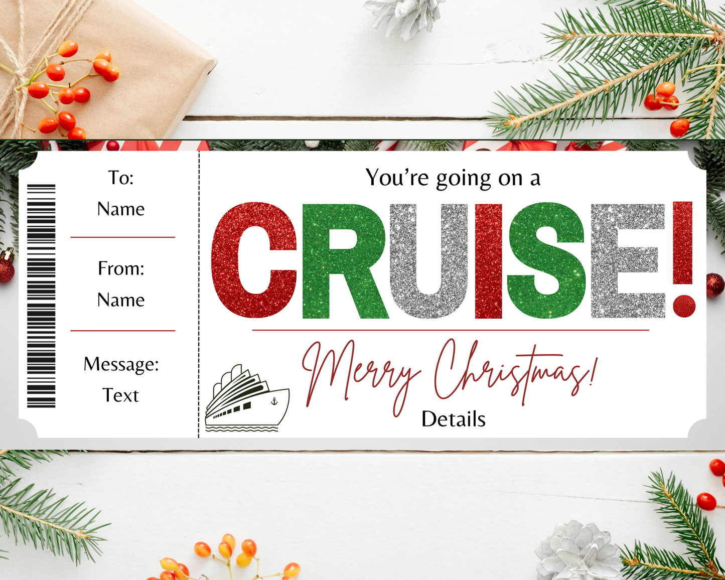 Christmas Cruise Gift Certificate Template