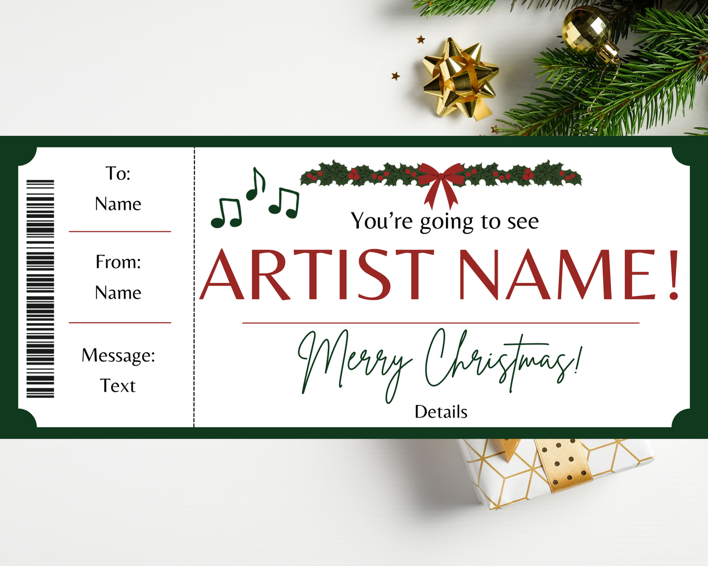 Christmas Concert Gift Certificate Template