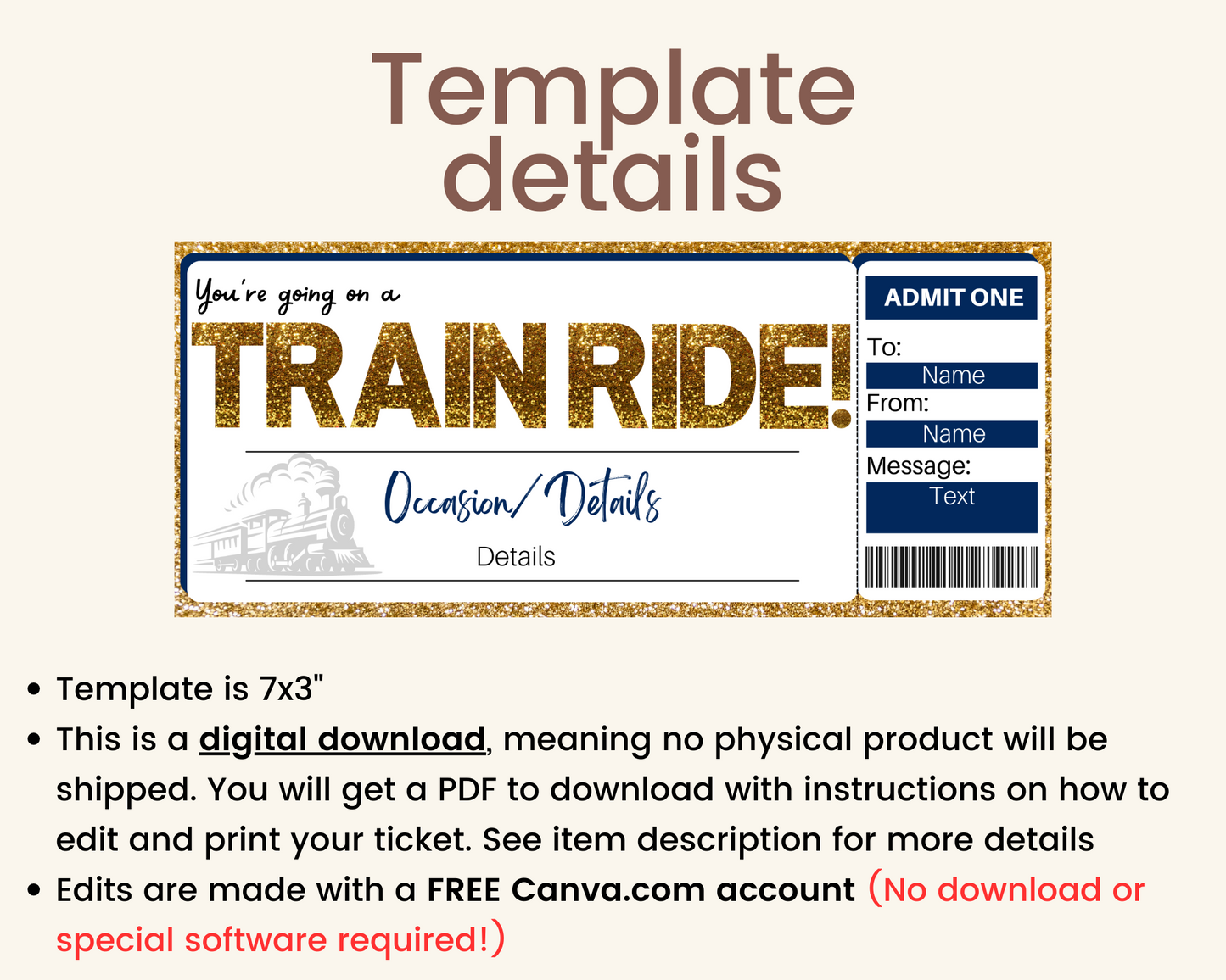 Train Ride Boarding Pass Template
