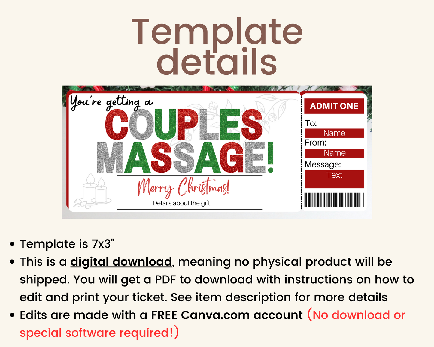 Christmas Couple's Massage Gift Ticket