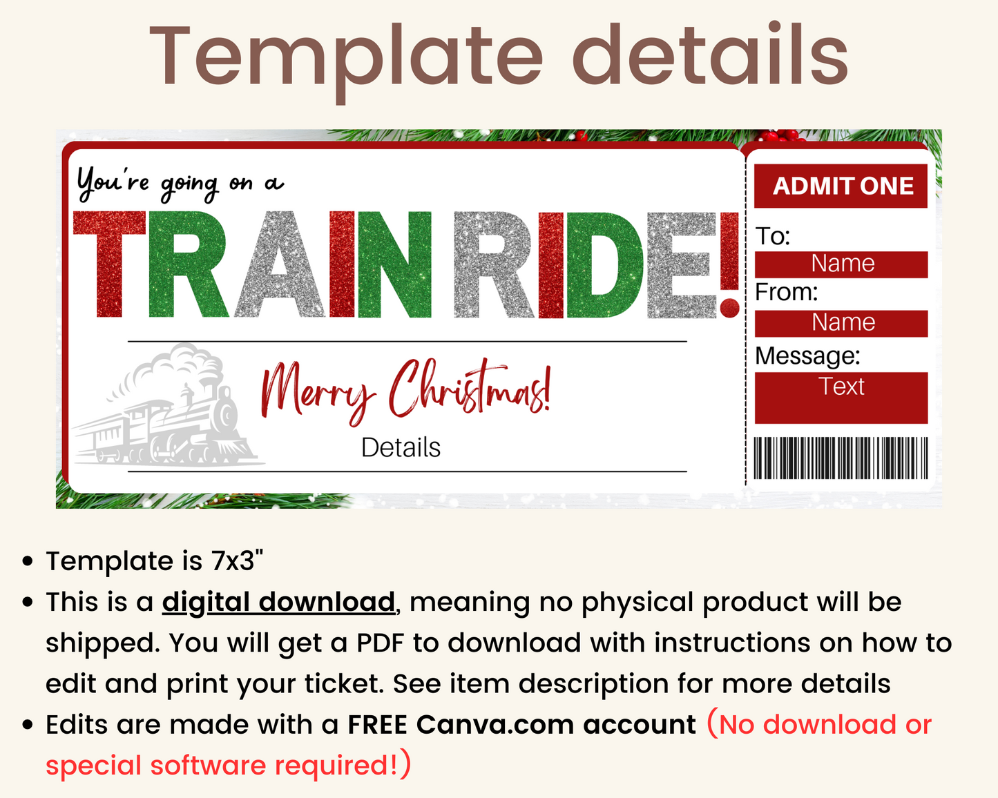 Christmas Train Boarding Pass