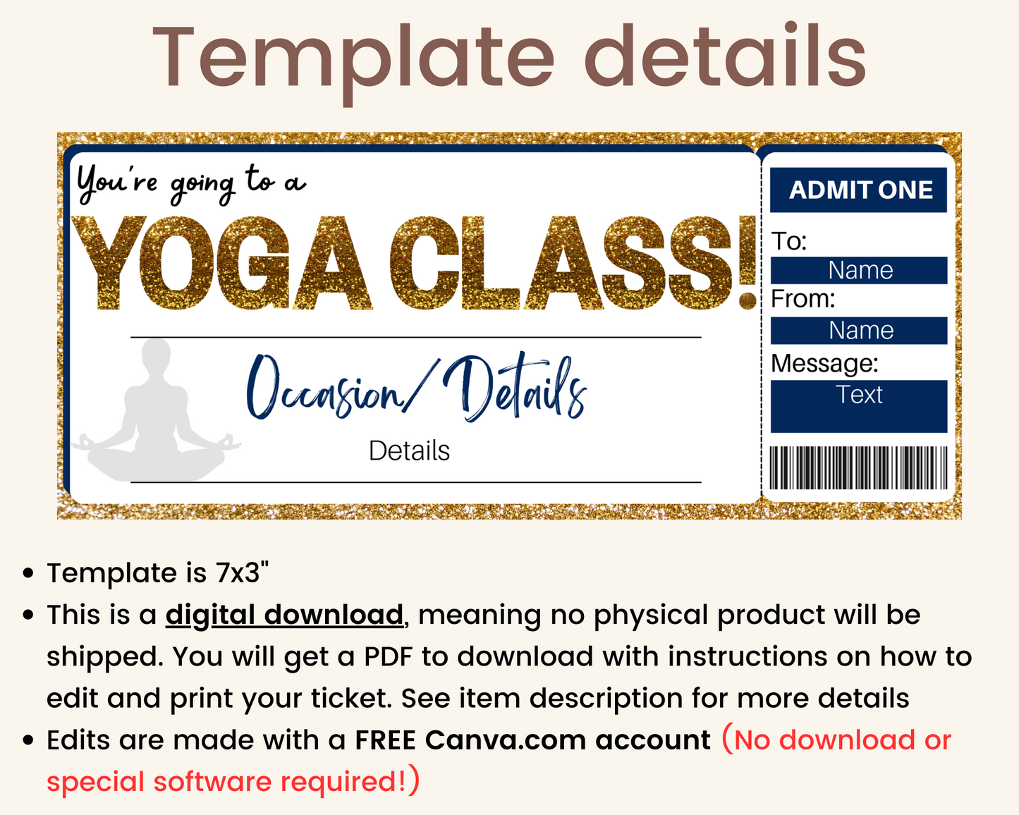 Yoga Class Gift Ticket