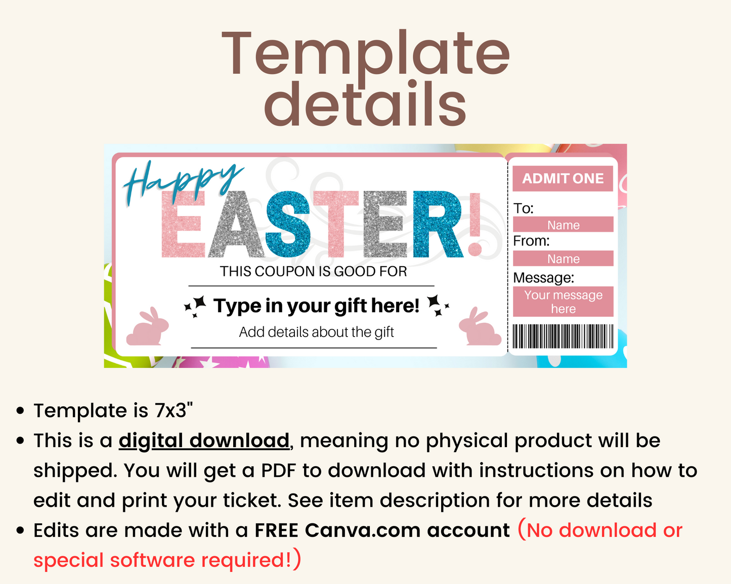 Editable Easter Coupon Template