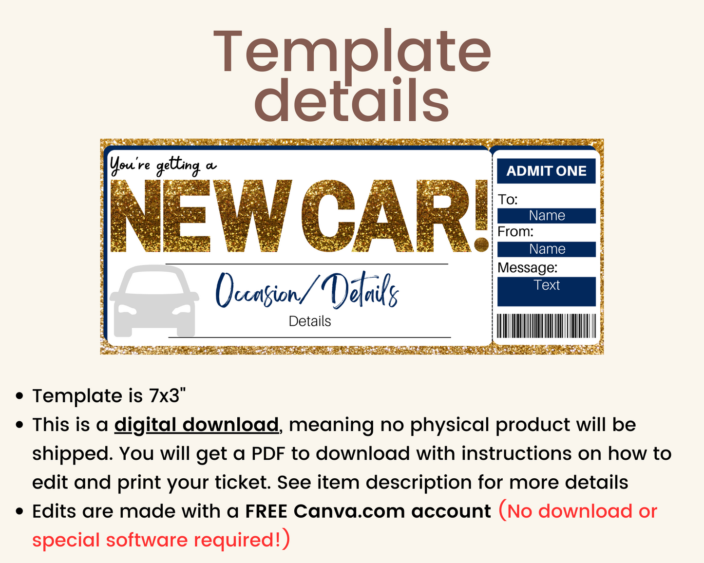 New Car Gift Certificate Template