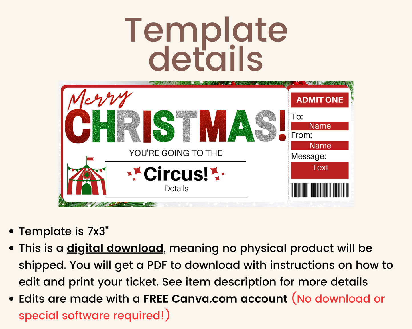 Christmas Circus Gift Certificate