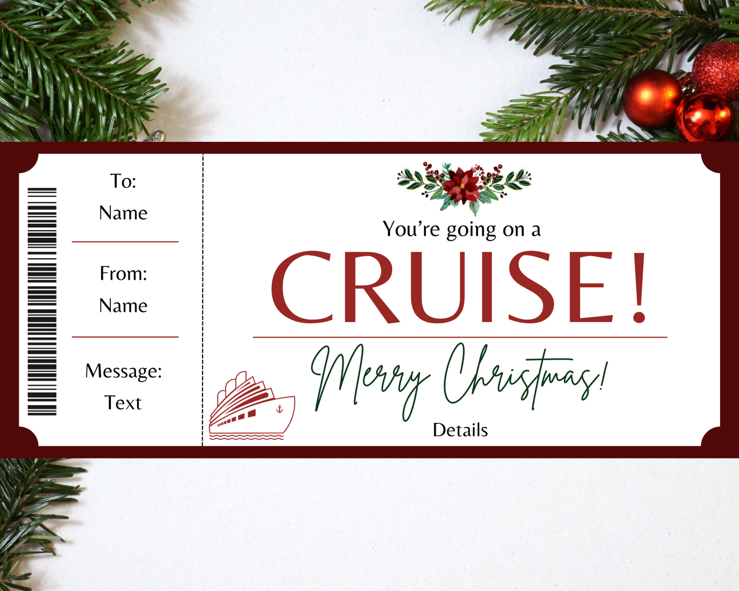 Christmas Surprise Cruise Gift Ticket