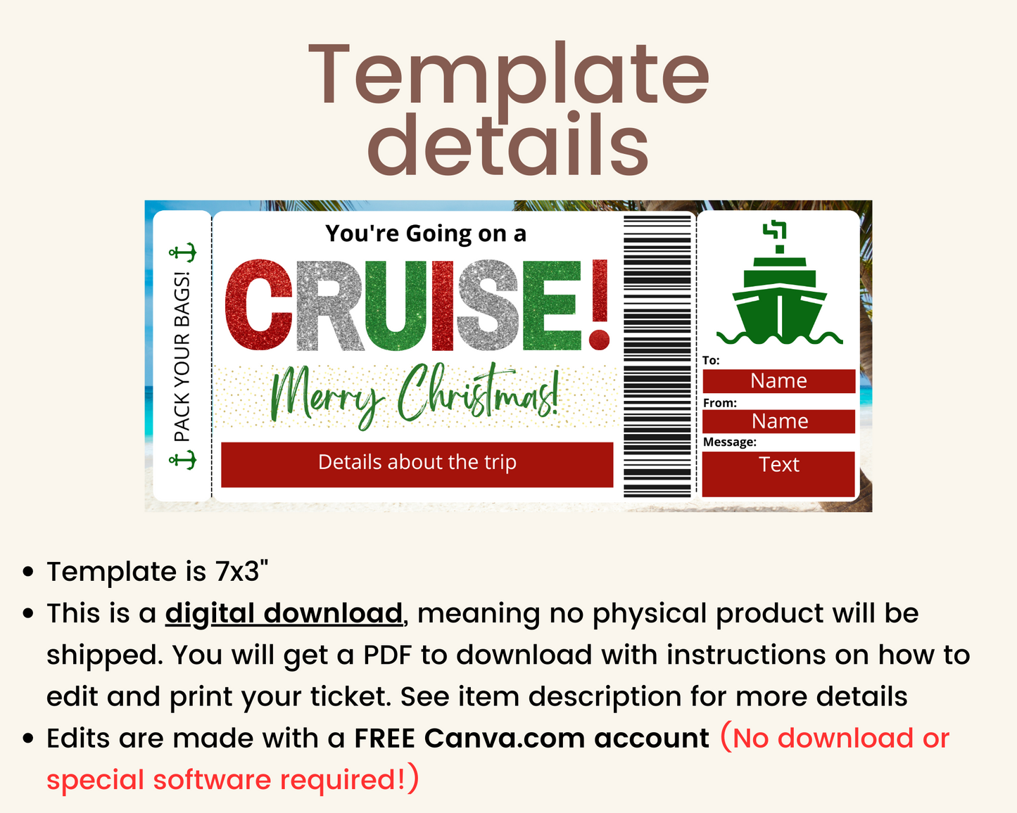 Christmas Cruise Boarding Pass