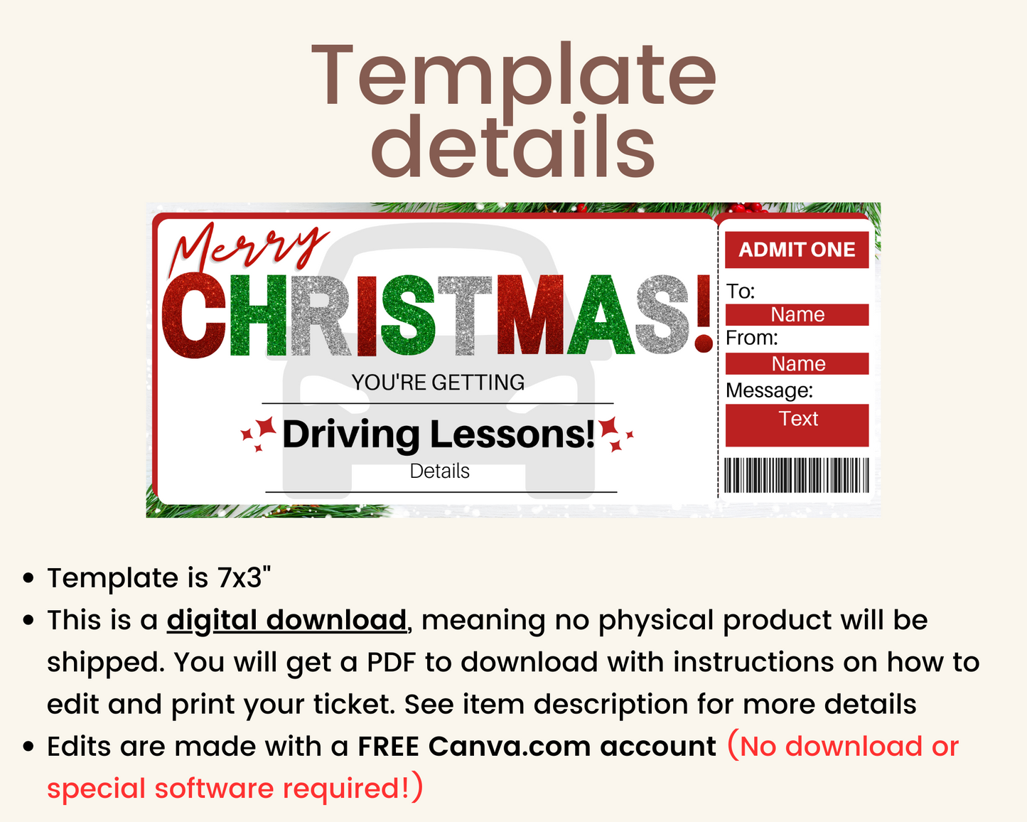 Christmas Driving Lessons Gift Certificate