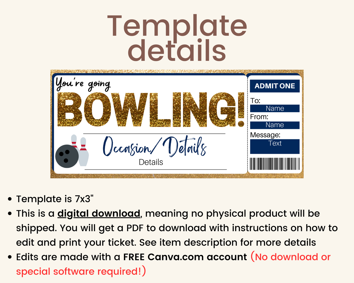 Bowling Gift Certificate Template