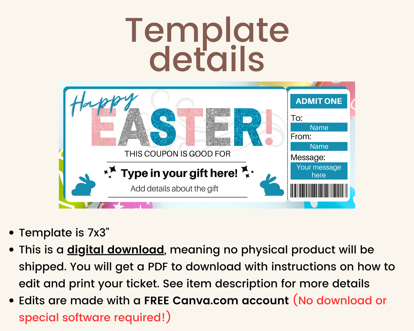 Customizable Easter Gift Coupon