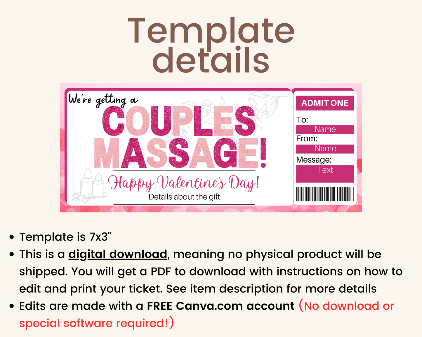 Couples Massage Valentine's Day Gift Ticket