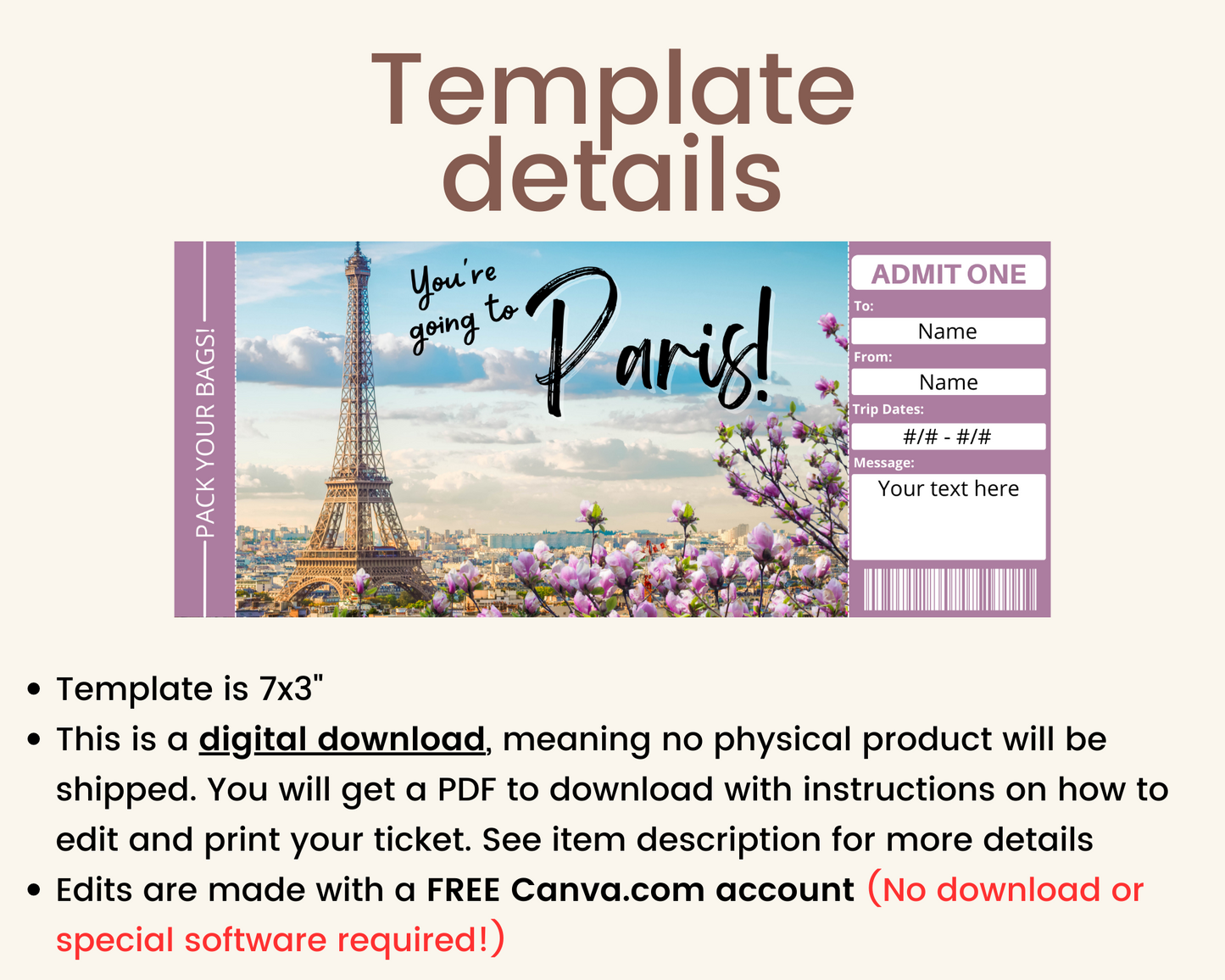 Paris Boarding Pass Template