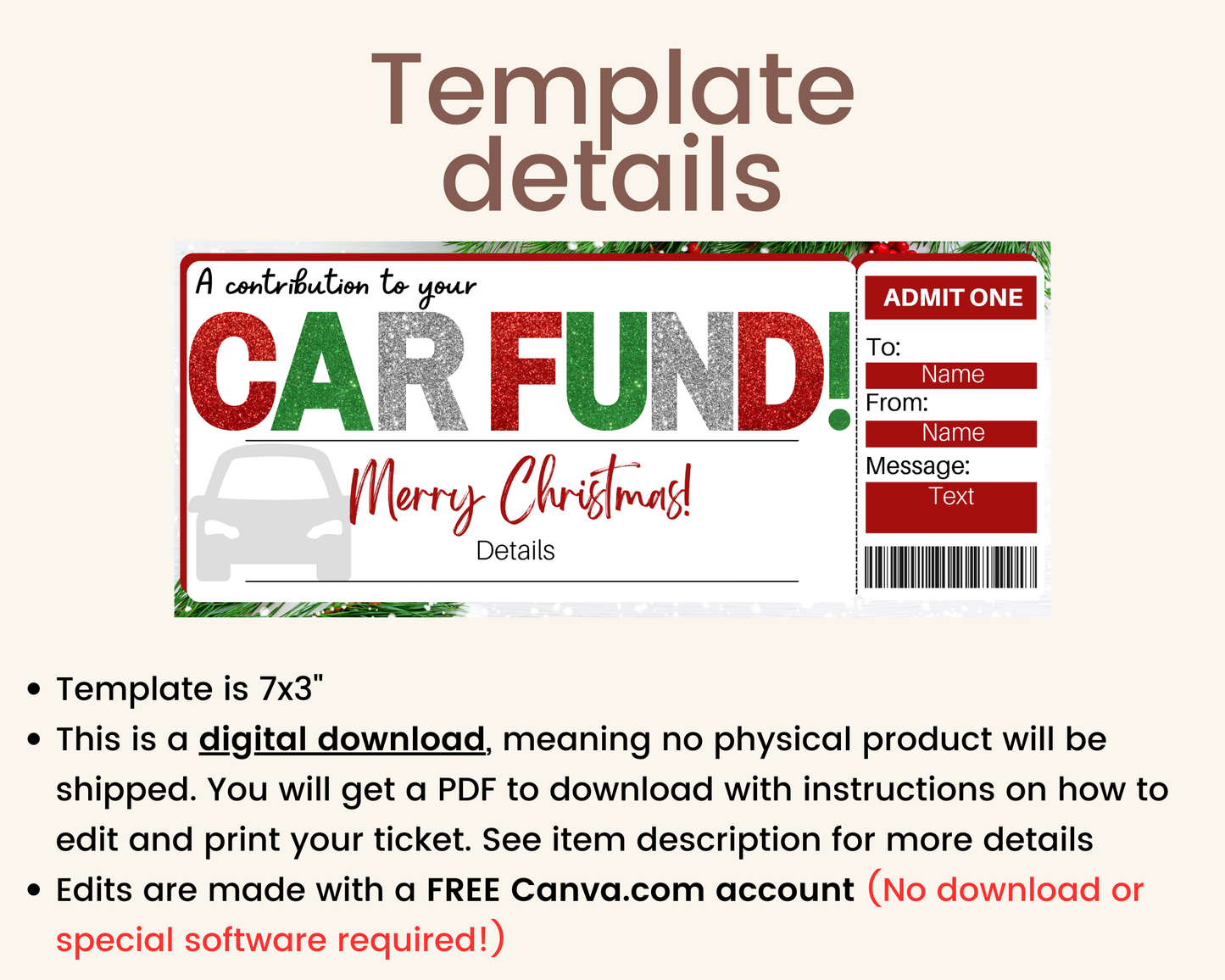 Christmas Car Fund Gift Certificate