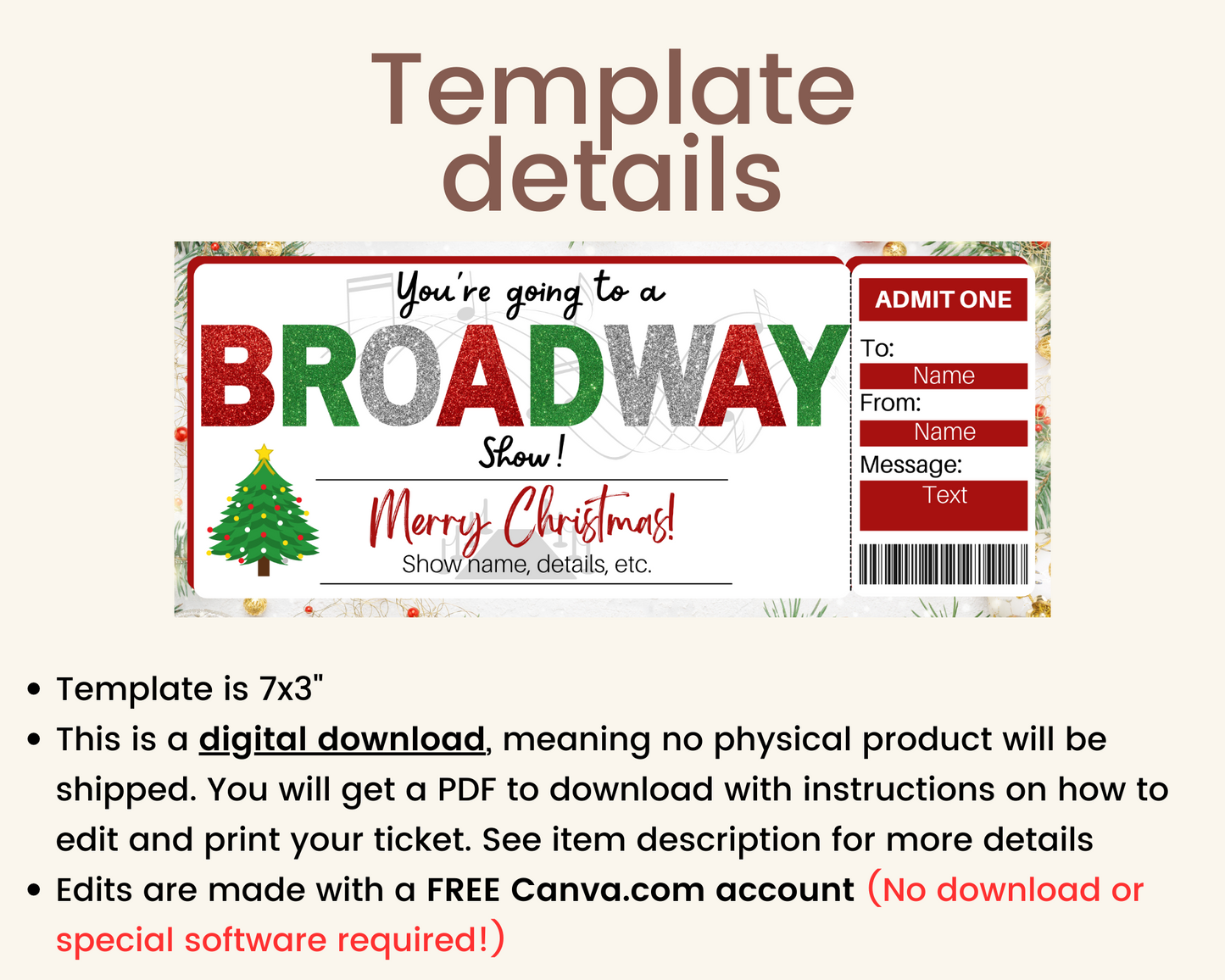 Christmas Broadway Show Ticket Gift