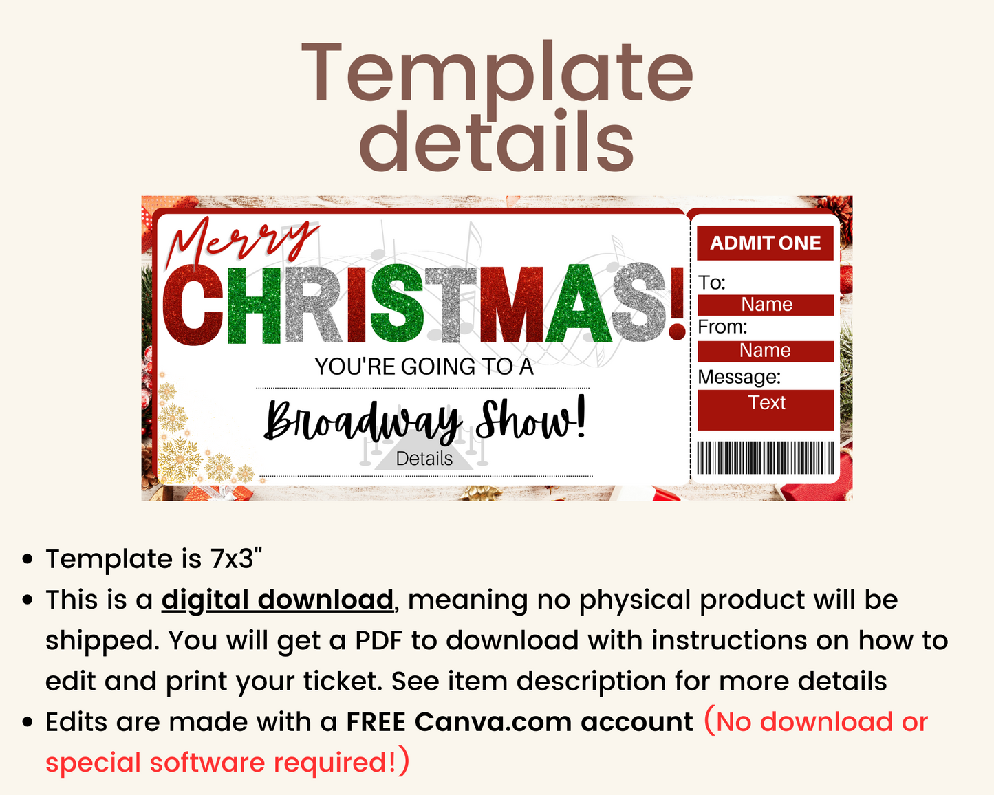 Christmas Broadway Show Gift Card