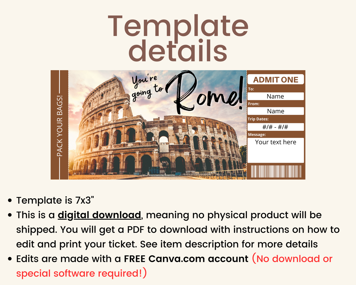 Rome Boarding Pass Template