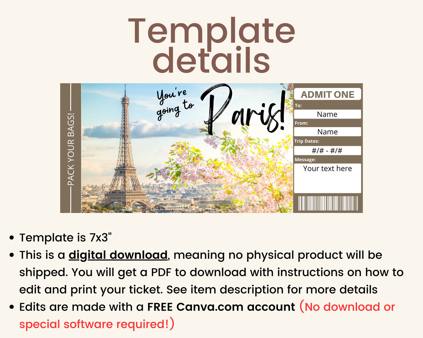 Paris Boarding Pass Template