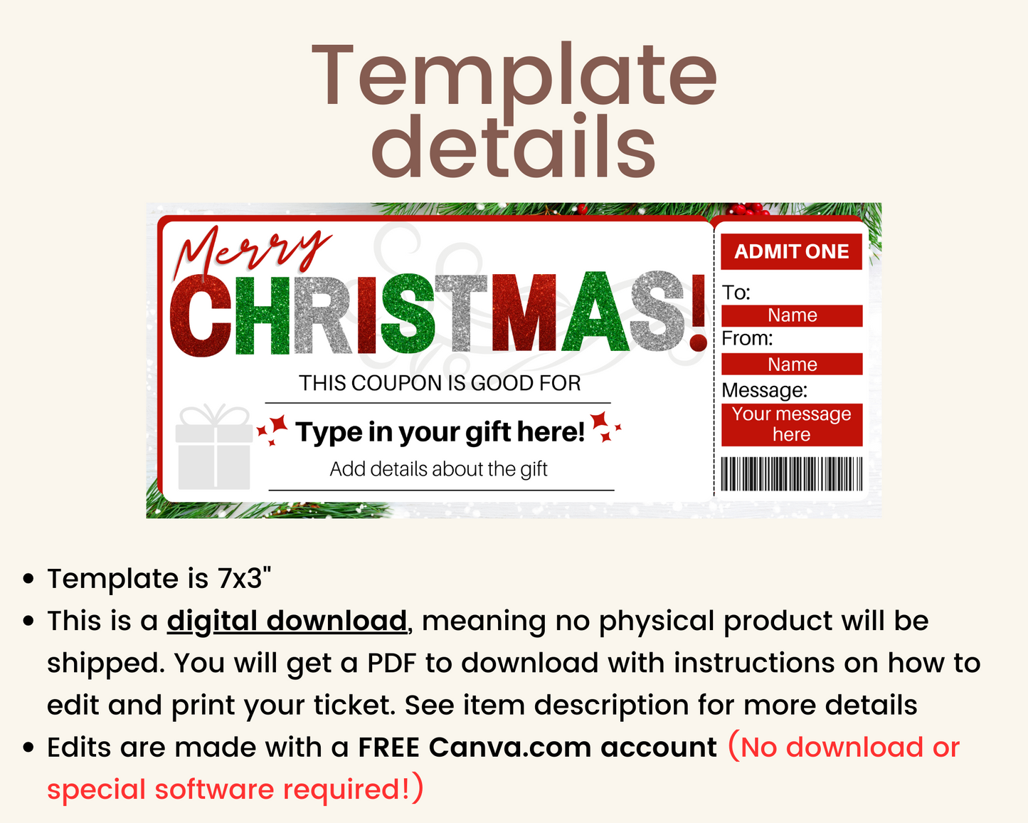 Custom Christmas Coupon Template
