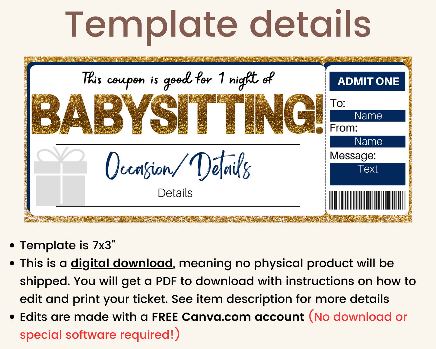 Babysitting Gift Coupon