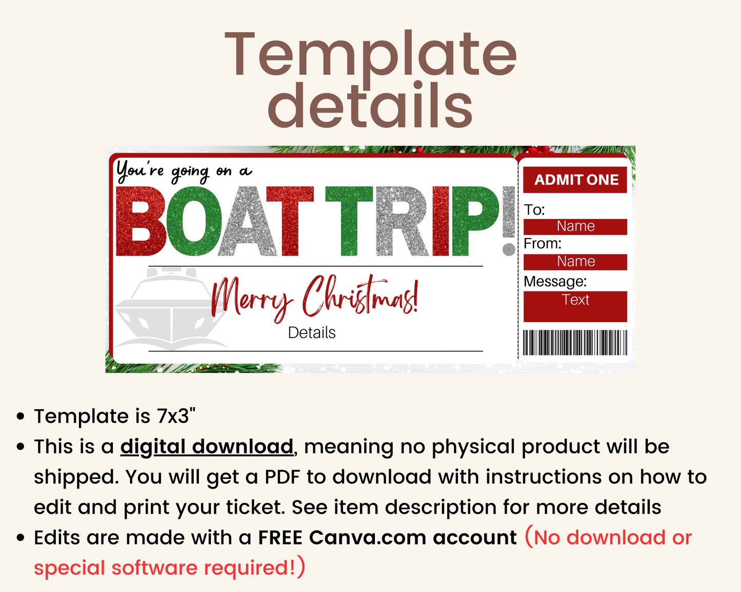 Christmas Boat Trip Gift Ticket