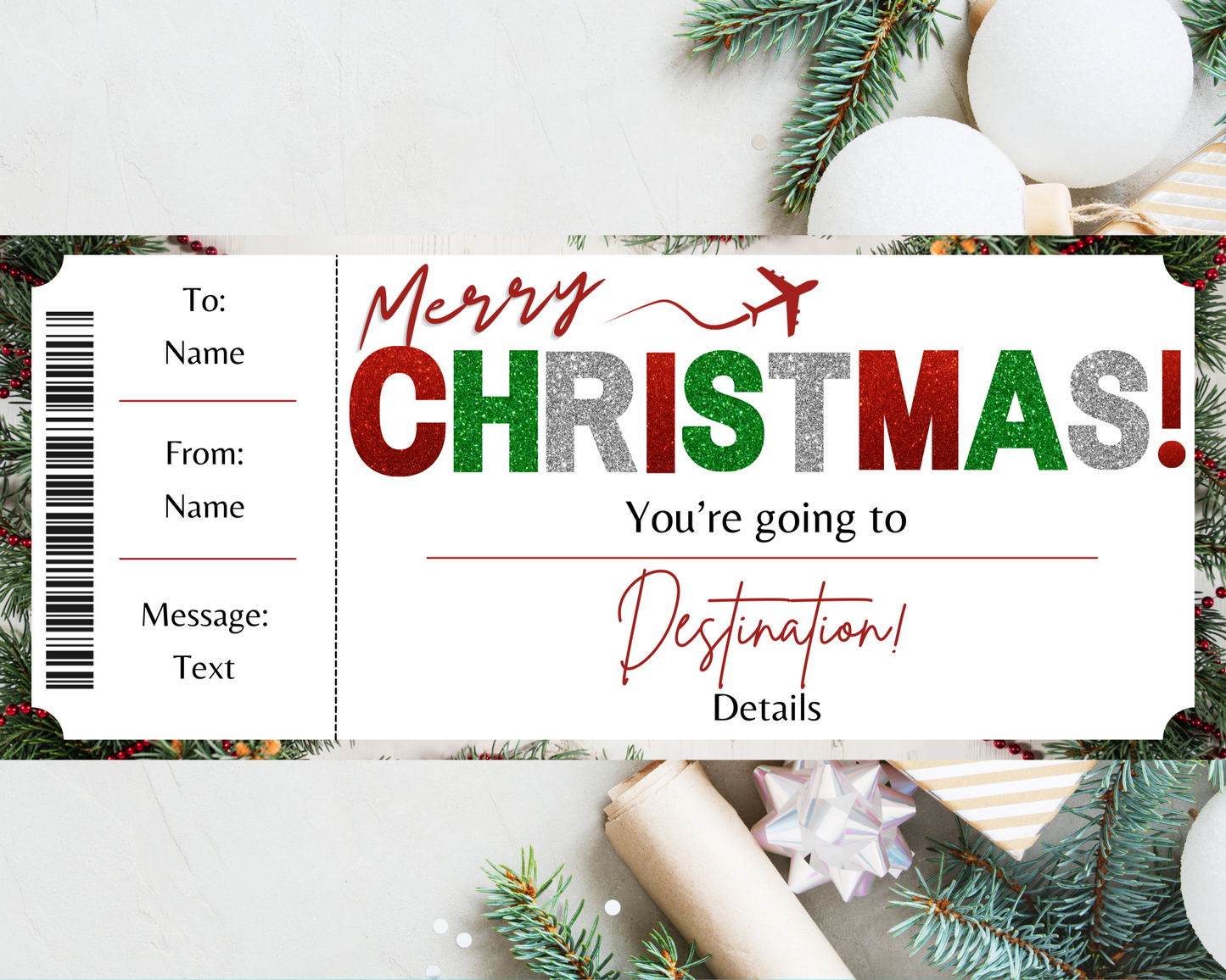 Christmas Flight Ticket Template