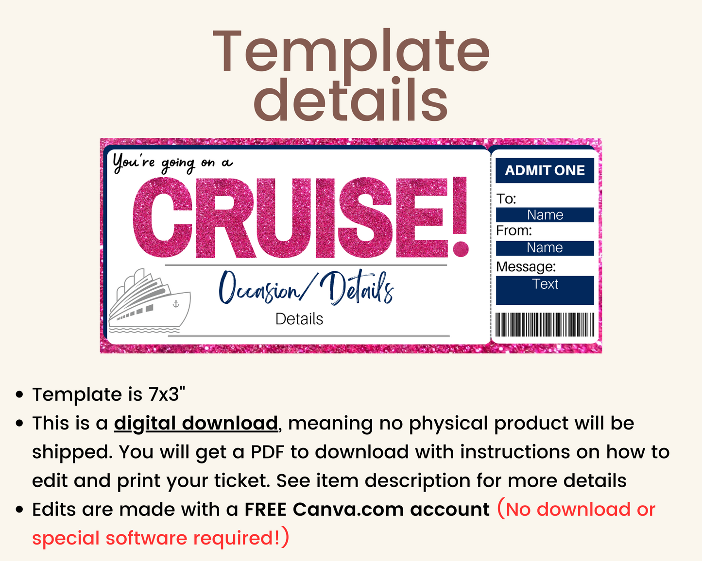 Cruise Boarding Pass Template