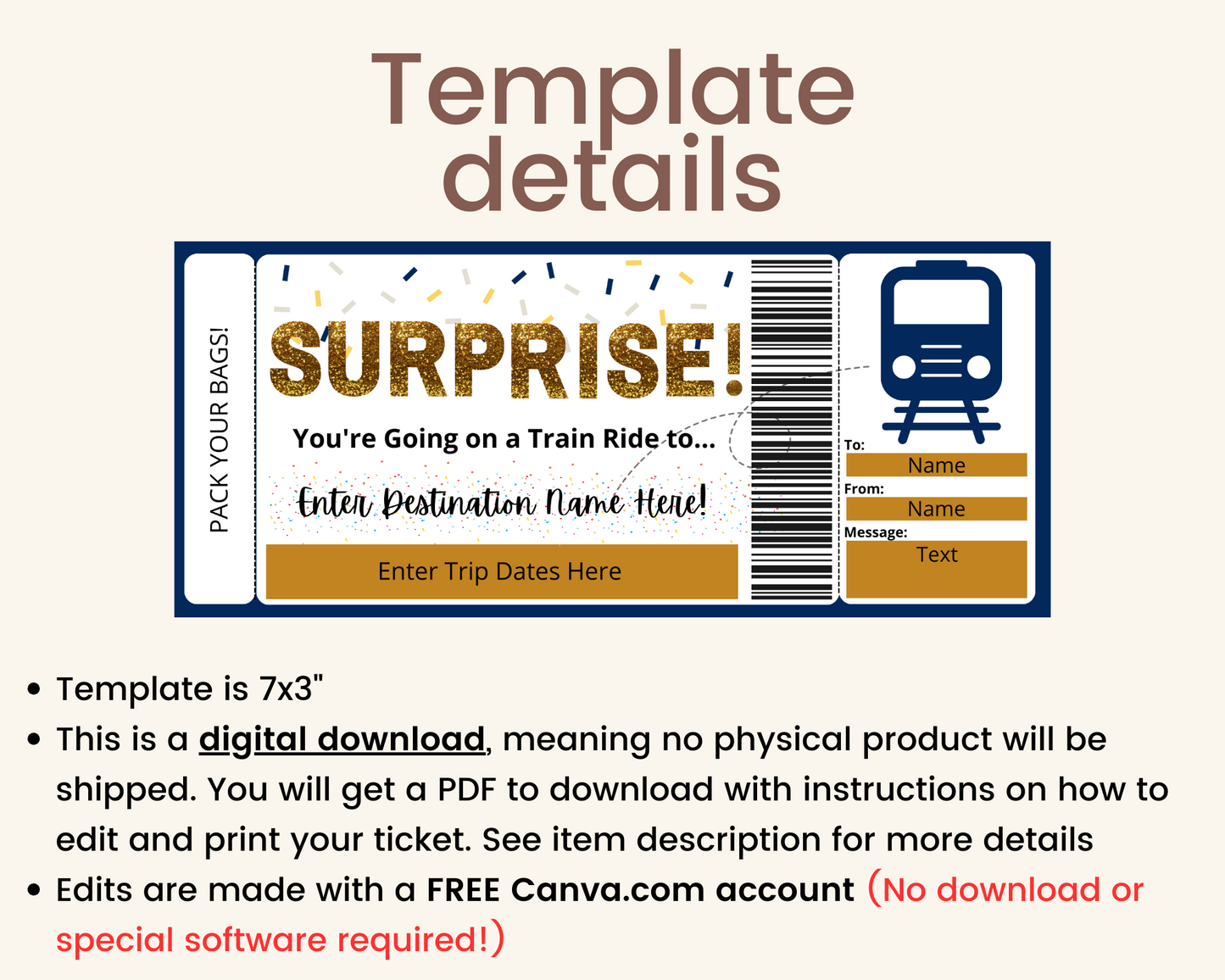 Surprise Train Ride Boarding Pass Template
