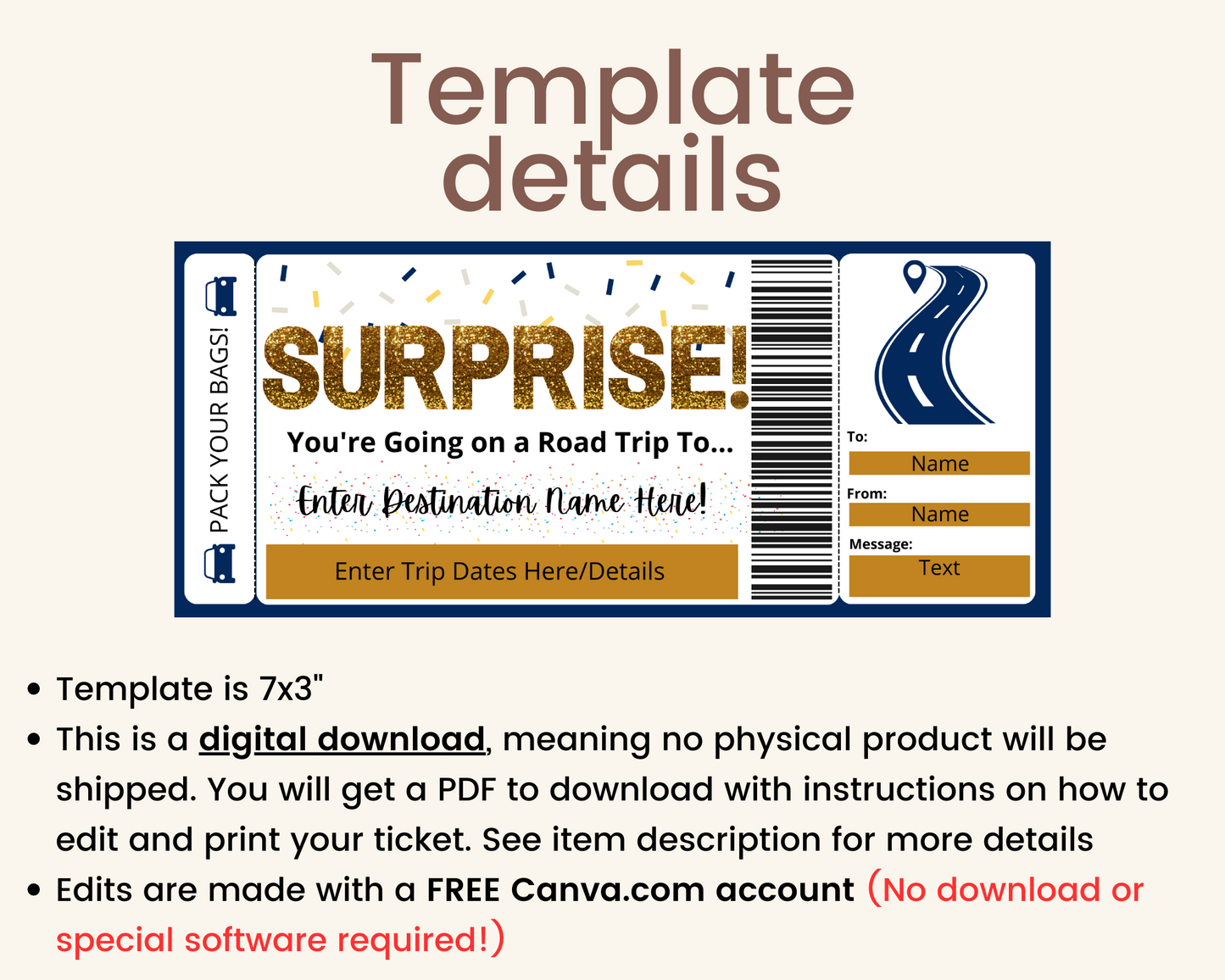 Surprise Road Trip Boarding Pass Template