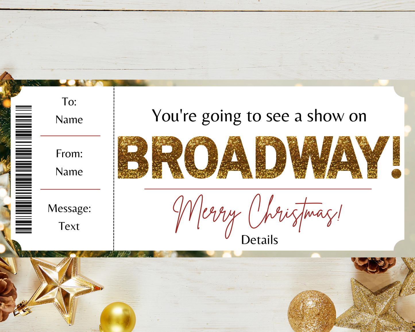 Merry Christmas Broadway Show Gift Certificate Template