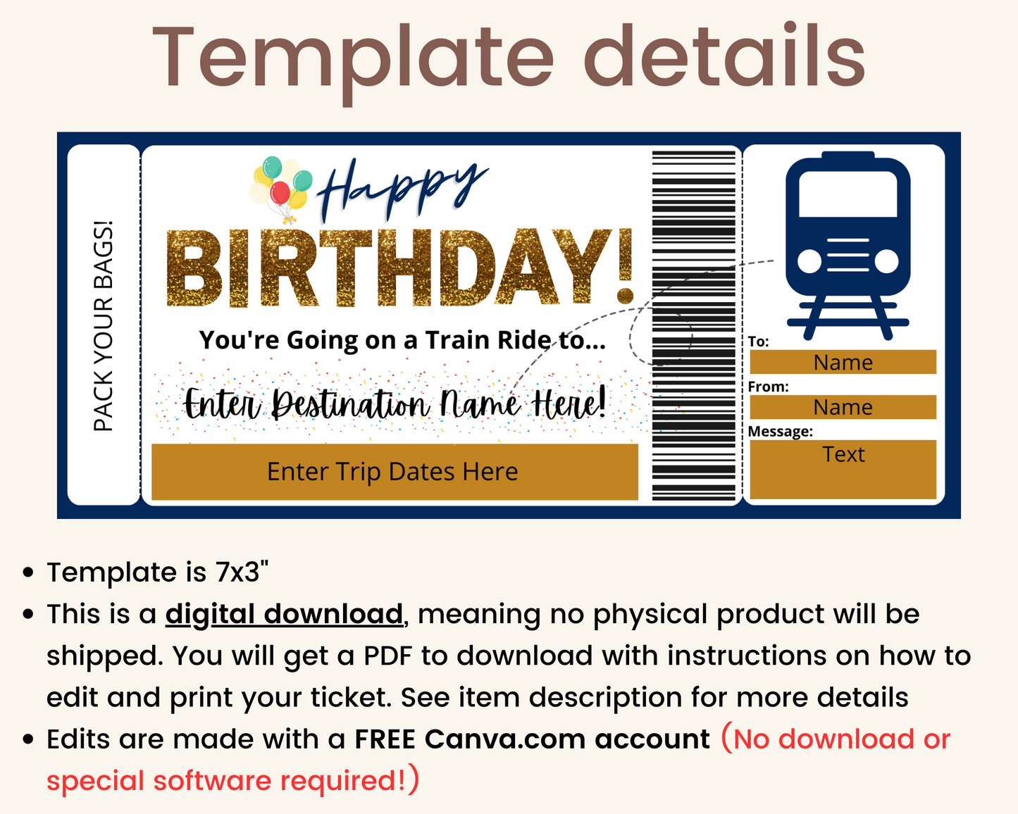 Birthday Train Ride Boarding Pass