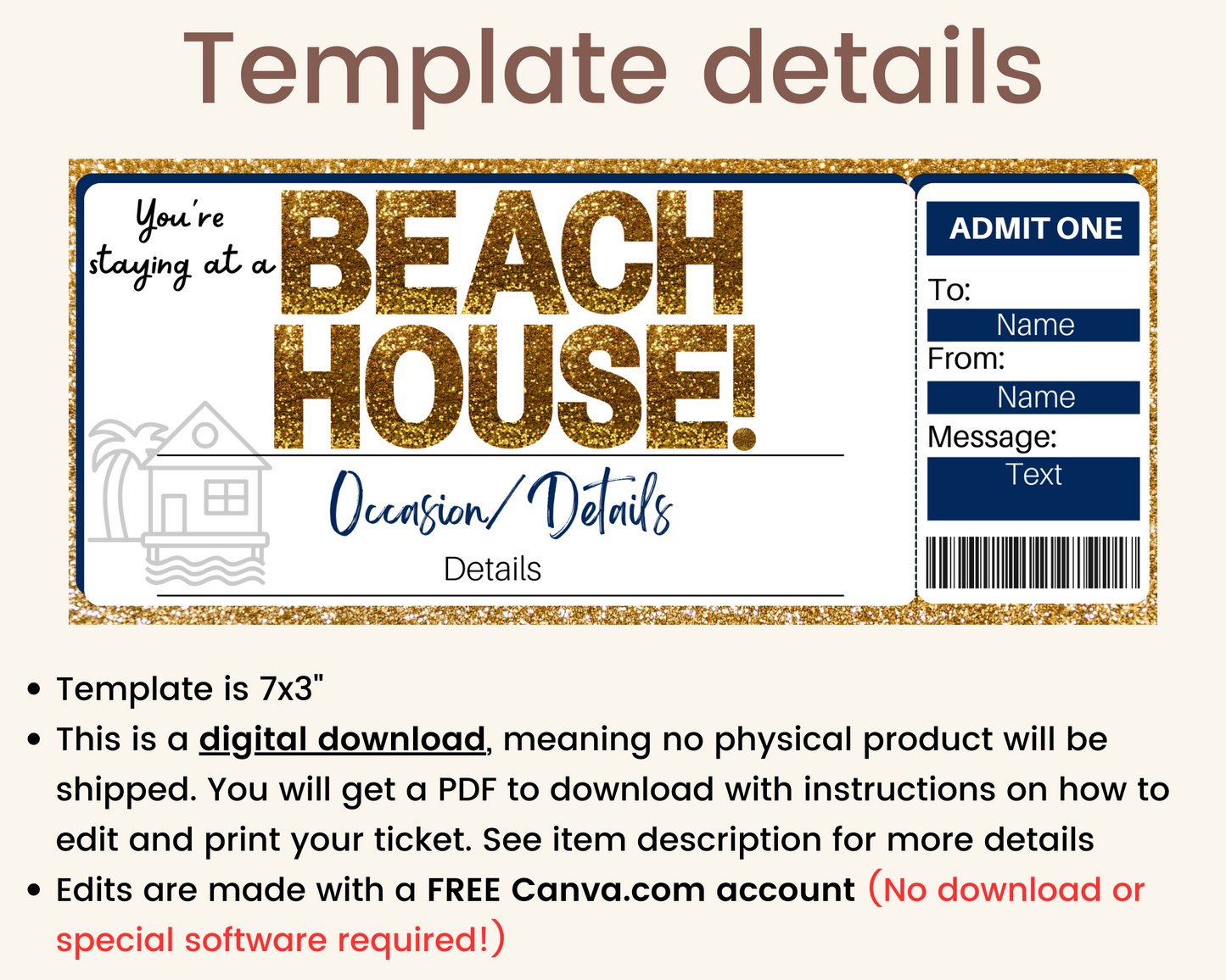 Beach House Gift Ticket