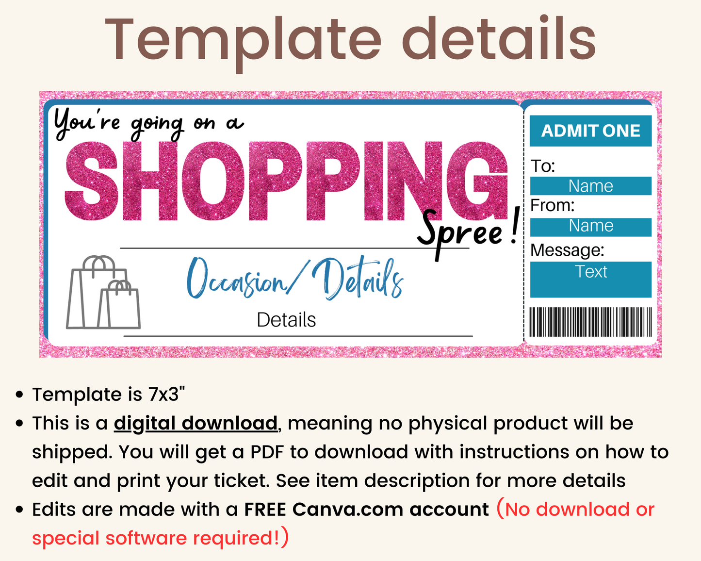 Shopping Spree Gift Ticket