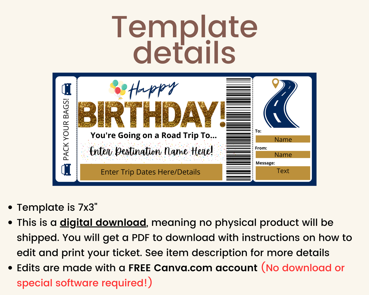 Birthday Road Trip Boarding Pass