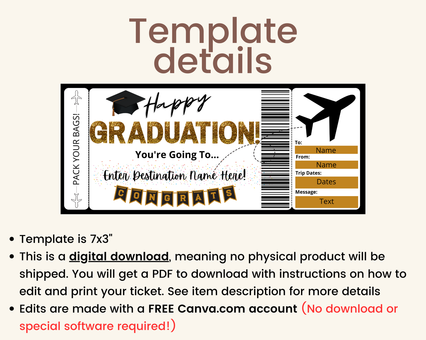 Graduation Boarding Pass Template