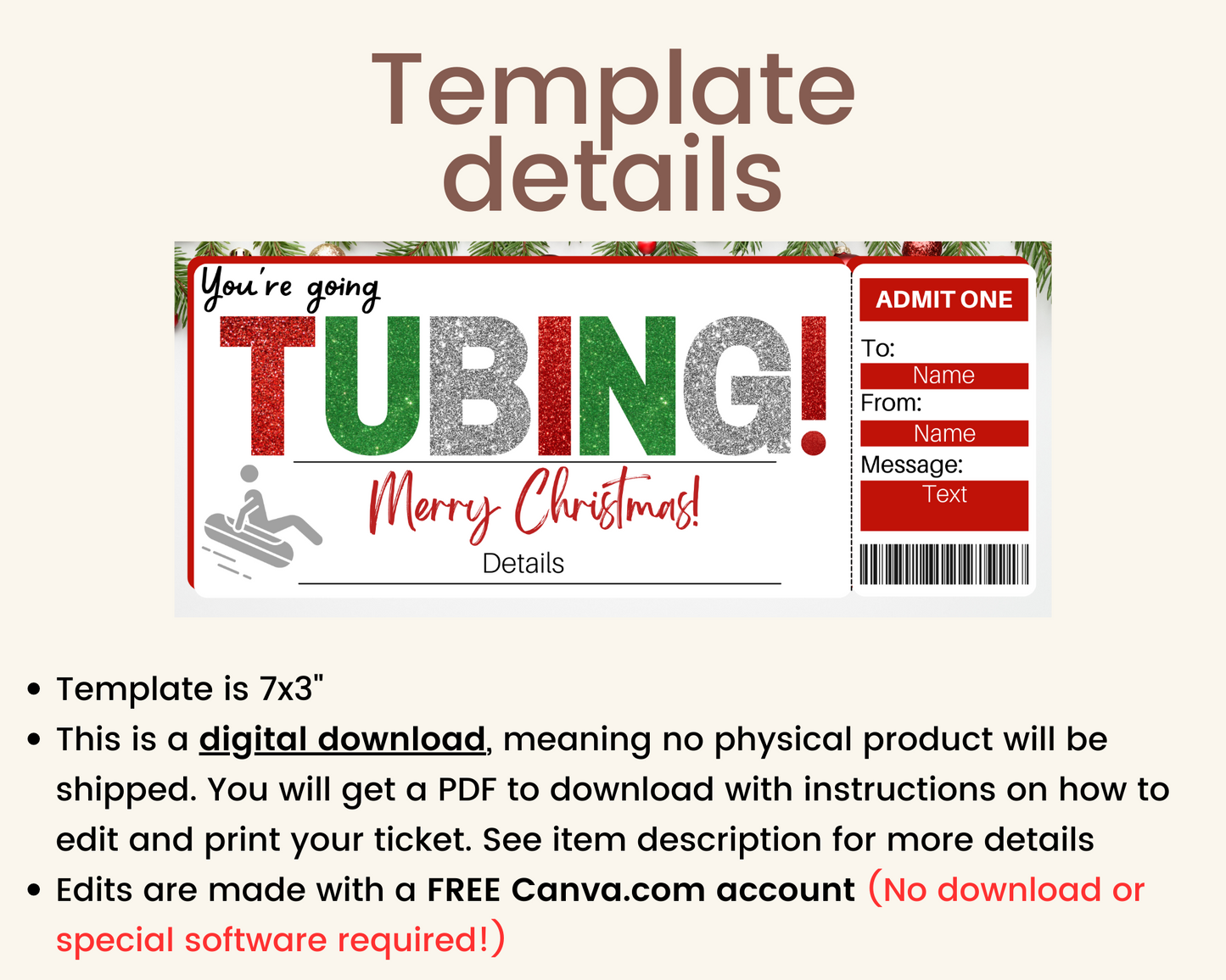 Christmas Tubing Gift Ticket